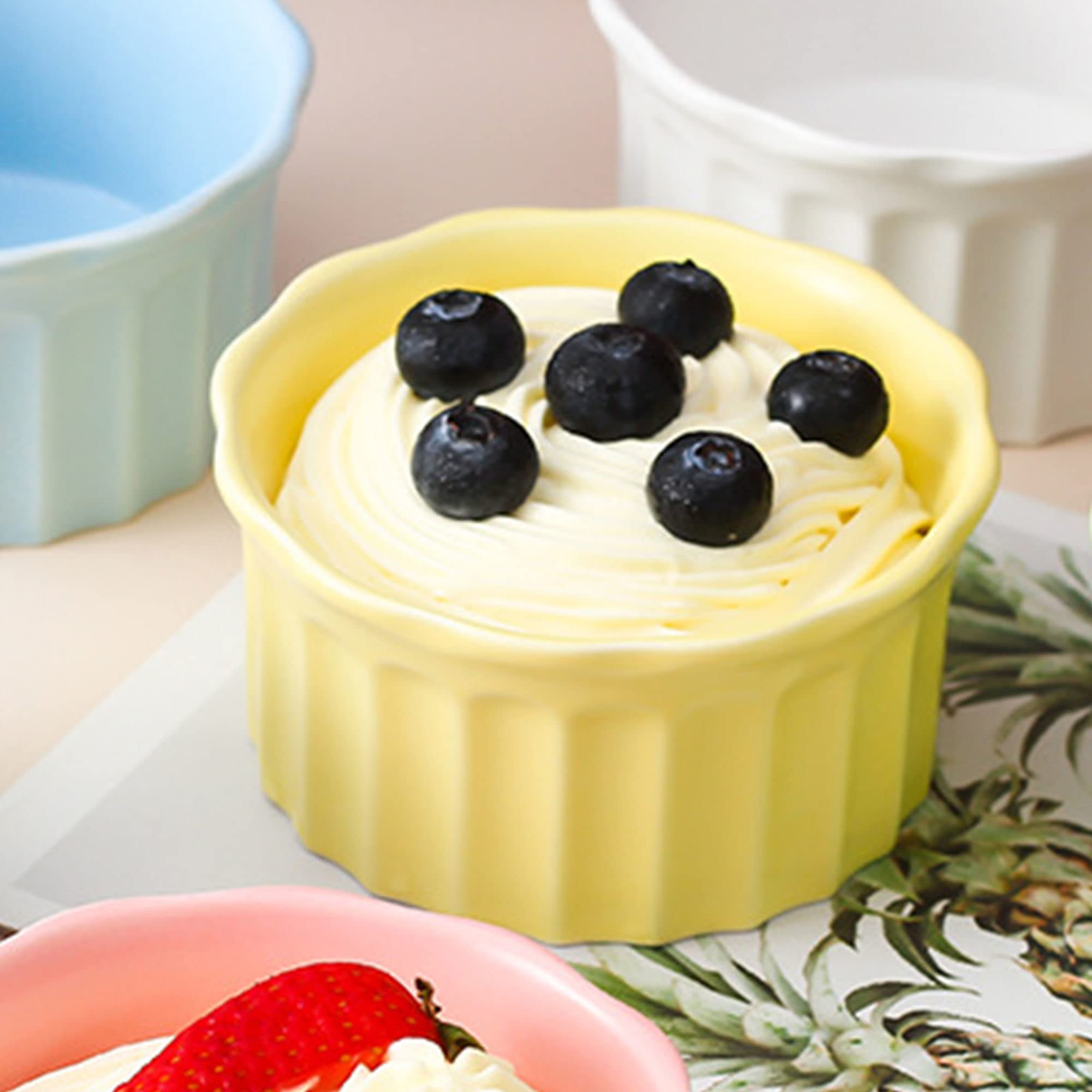 Bol à soupe, bol à riz, bol à déjeuner, ensemble de ramequins, 230 ml, ramequins à crème brûlée, plats à soufflé allant au four, ramequins à soufflé, ramequins for friteuse à air-rose-lot de 8 (Color