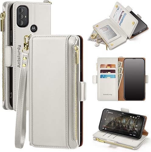 Antsturdy Funda para Motorola Moto G Power 2022 con tarjetero para mujeres y hombres, funda para teléfono Moto G Power 2022, bloqueo RFID, piel