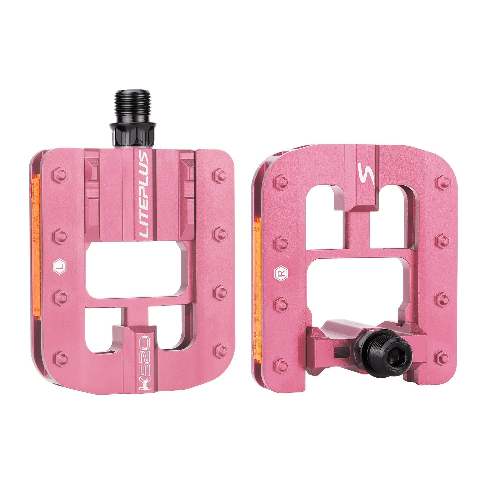 Mountain Bike Pedals- Aluminum Alloy Road Bike Pedals- Folding Mountain Bike Pedals- Anti- Skid Nails Bicycle Pedals- Universal Fit Fooker Pedals 9/16" Compatible (Pink)