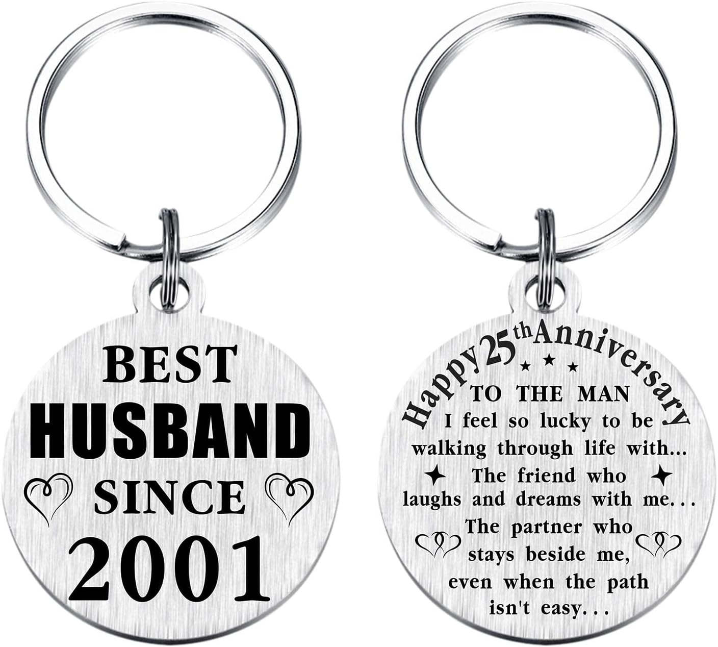 TANWIH 25th Wedding Anniversary Keychain Gifts, 25 Year Anniversary Decoration