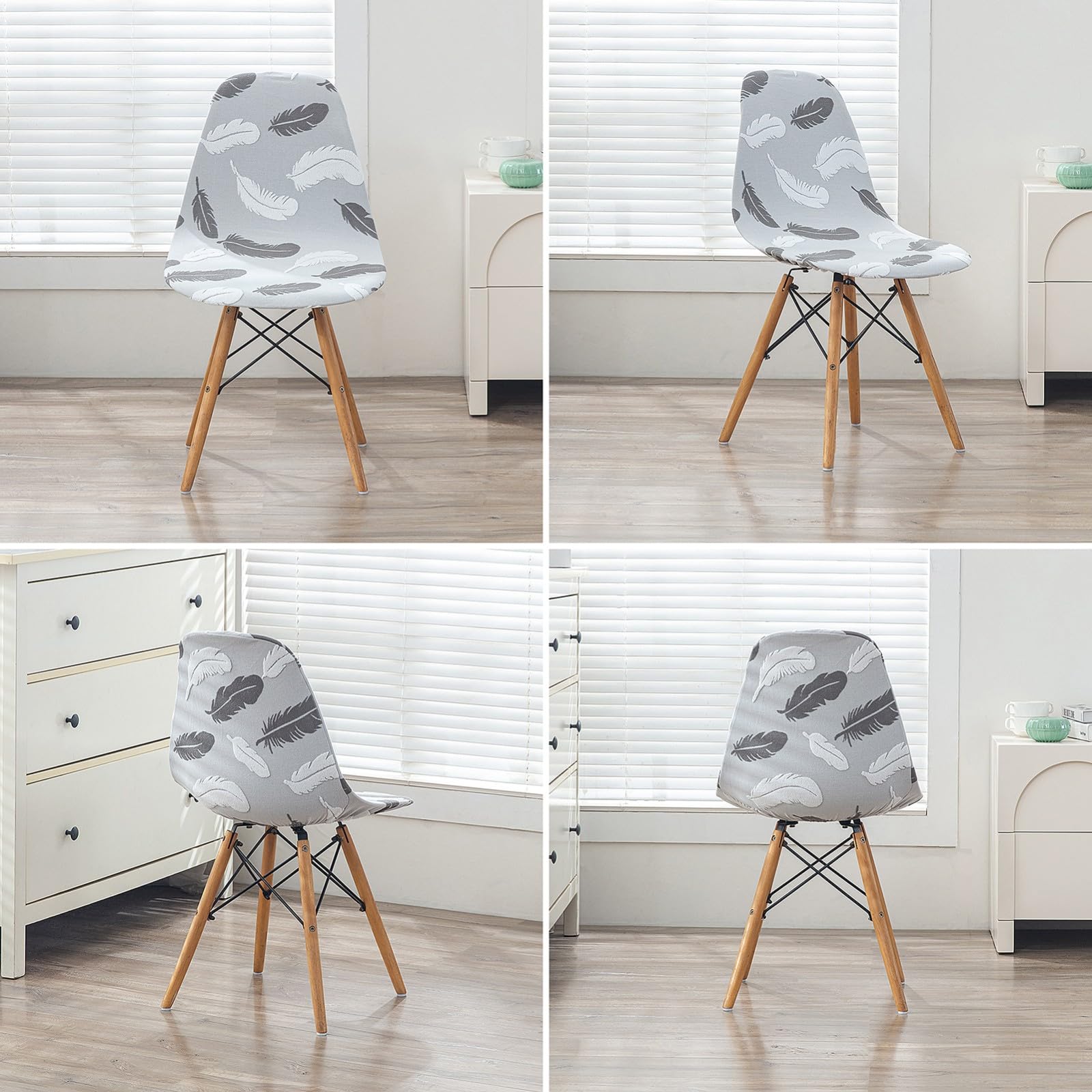 Esszimmer Stuhlhussen 2/4/6er-Set,Stretch Jacquard Schalenstuhlhussen ohne Armlehnen,Moderne Esszimmerstühle Bezug für Küche und Wohnzimmer(Maple Leaves,6Pcs)