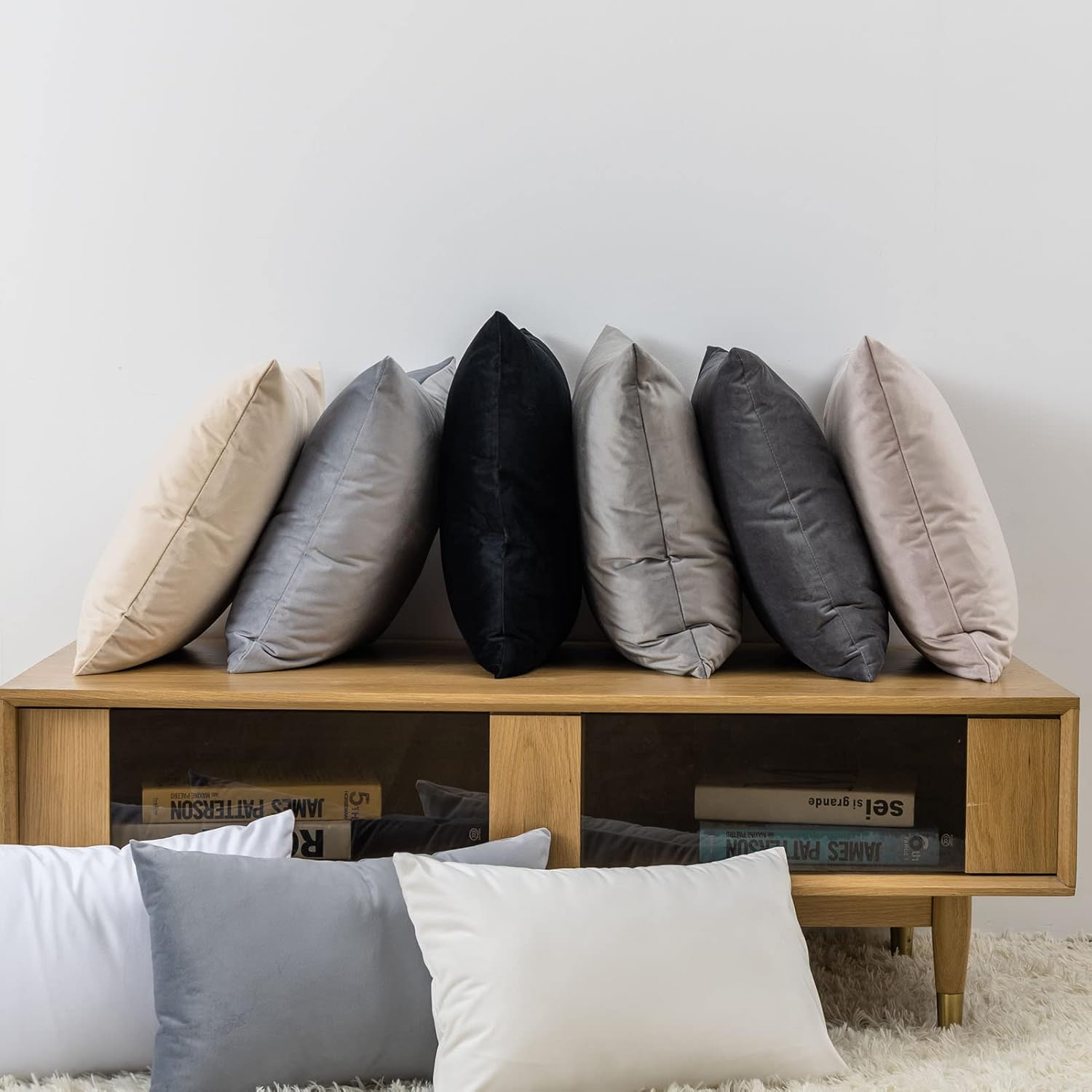 JUSPURBET Velvet Pillow Covers Set of 2 Decorative Throw Pillow Covers for Couch Sofa Bed Soft Lumbar Cushion Covers Cases with Hidden Zipper for Living Room Home Decor,Black,12x20 inch - Image 3