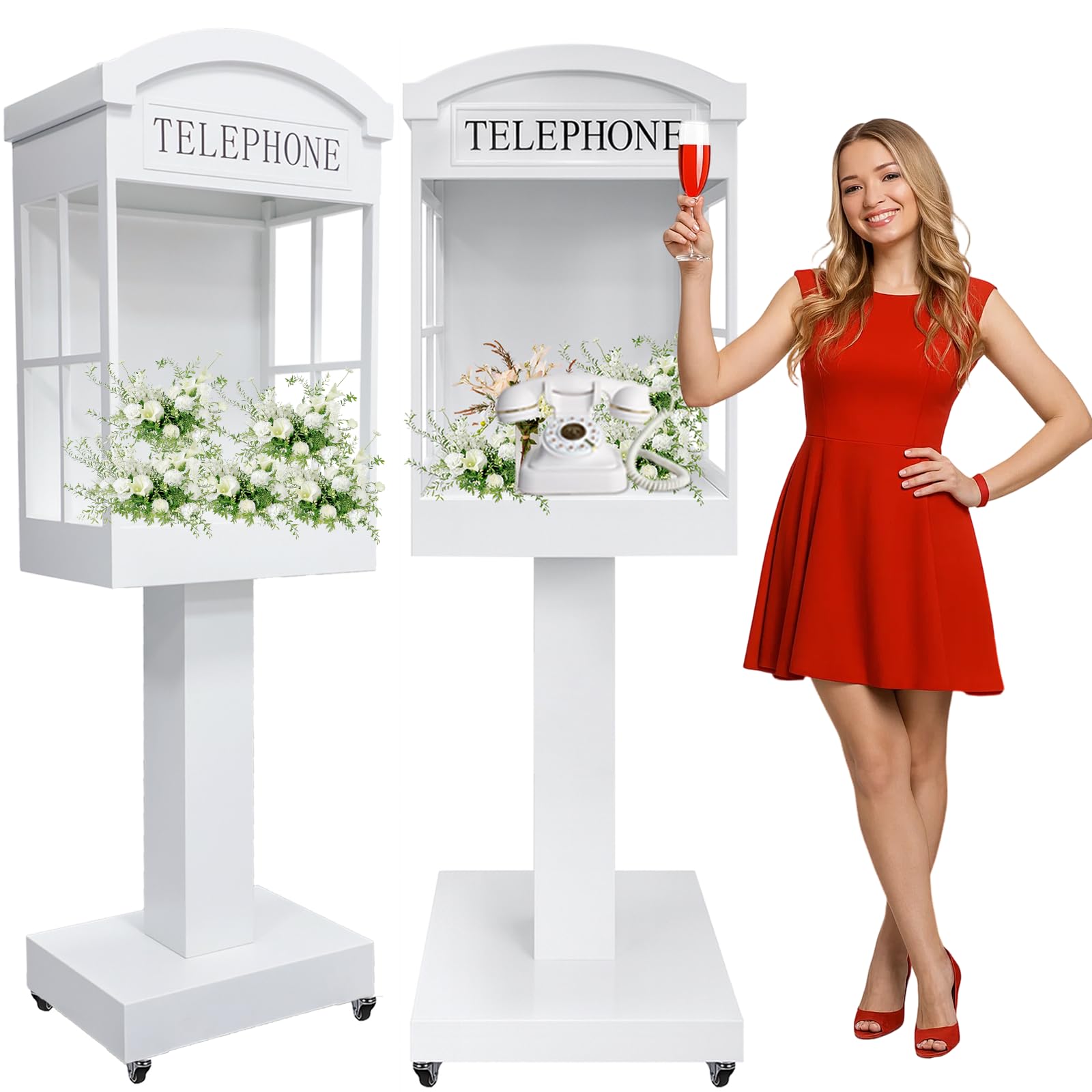Photo 1 of ***UPDATED 6/19*** ROOMEDAL Audio Guest Book Phone Booth Stand with Wheels, Romantic Metal Audio Guestbook Telephone Booth for Wedding Birthdays Party Graduation Baby Shower Retirement Special Occasions Decoration