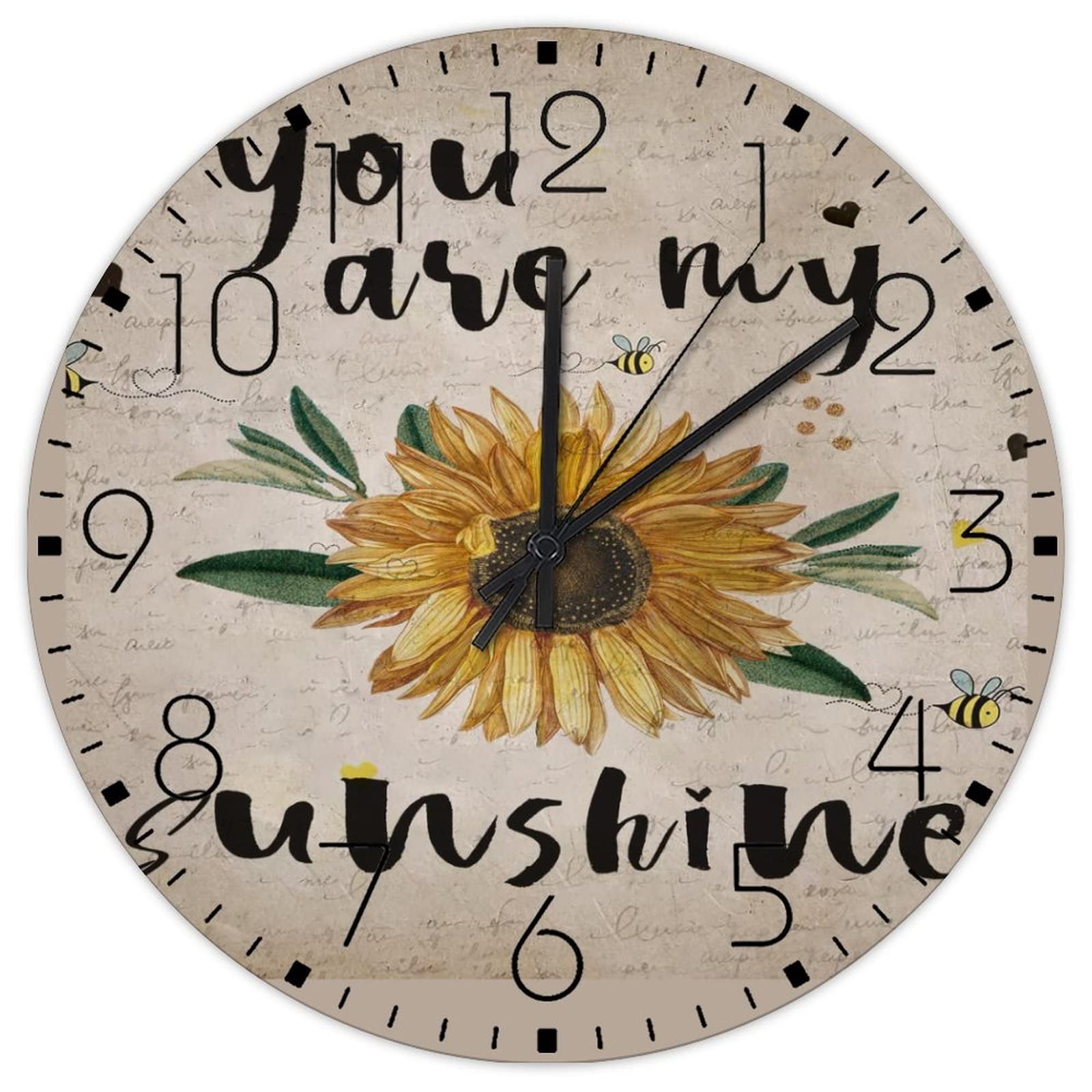 Horloge murale tournesol pour chambre et salon déco chaleureuse en bois