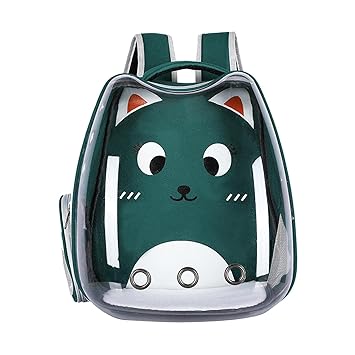 Aswadh Pet Cat Dog Carrier Bag Transparent Pet Backpack for Small Pet Green