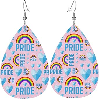 Handgefertigte Ohrringe – Verzerrte Tropfen Aus Kunstleder Mit Bunten Mustern, 925 Silber Stecker (Vintage Damen Schmuck)