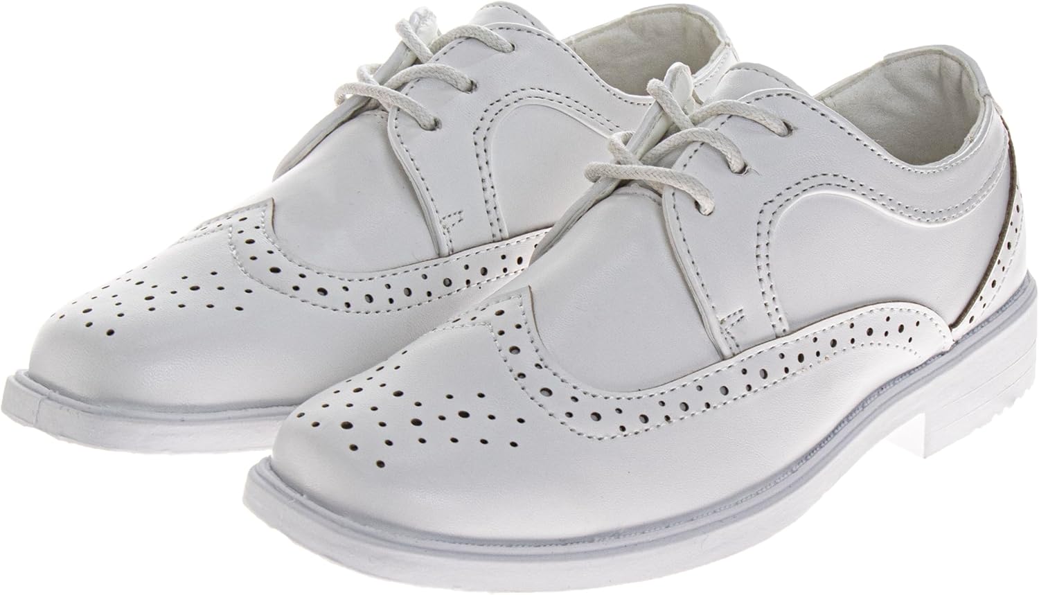 Josmo Boys Classic Comfort Oxford Shoe - Wing Tip Formal Dress Shoes lace up (Colors: Black/Brown/White) (Sizes: 7-10 Toddler / 11-2 Little Kid / 3-6 Big Kid) - Image 4