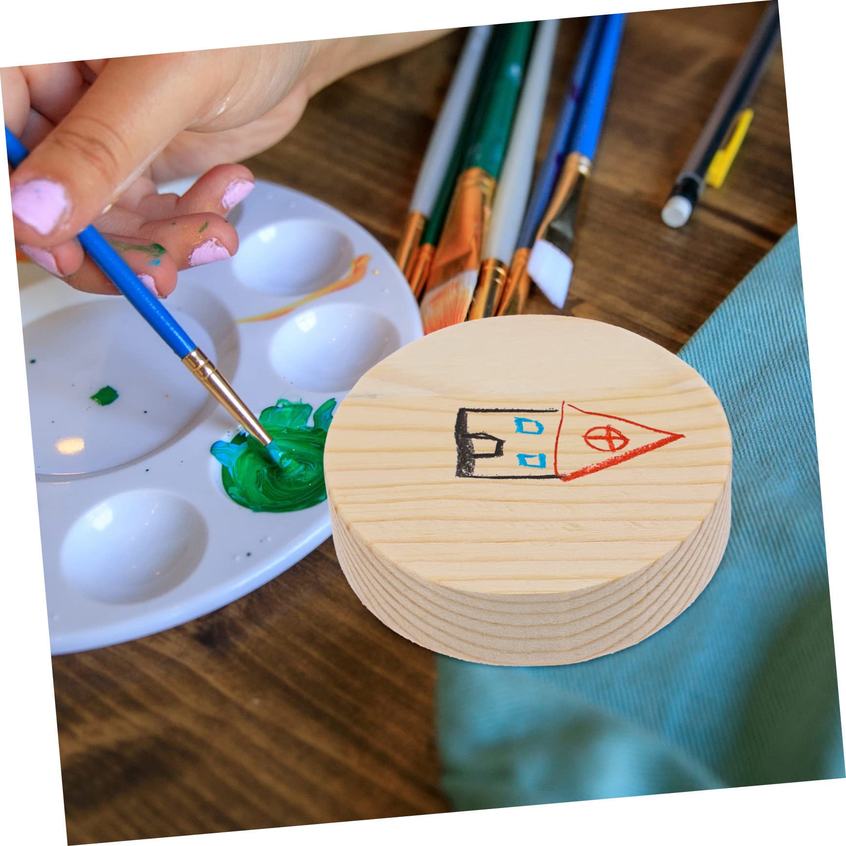 OSALADI 10 Holzscheiben Rund Rohlinge zum Basteln und Bemalen Sicher für Kinder 10 Stück Packung für Selbstgemacht Projekte und Hochzeitsdeko