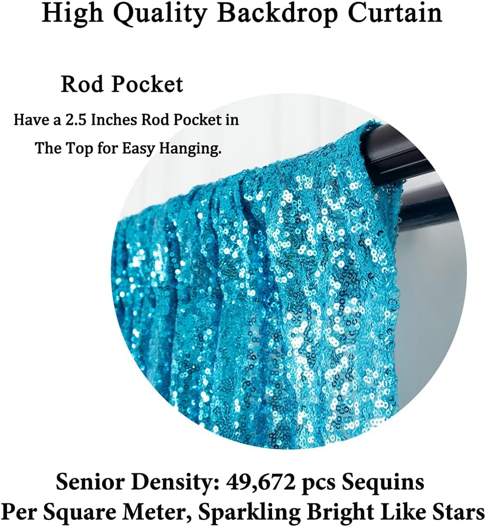 Aqua Blue Sequin Backdrop Curtain 4FTx7FT Sequin Backdrop Blue Wedding Ceremony Backdrop Glitter Party Background Bridal Shower Photo Booth Backdrop