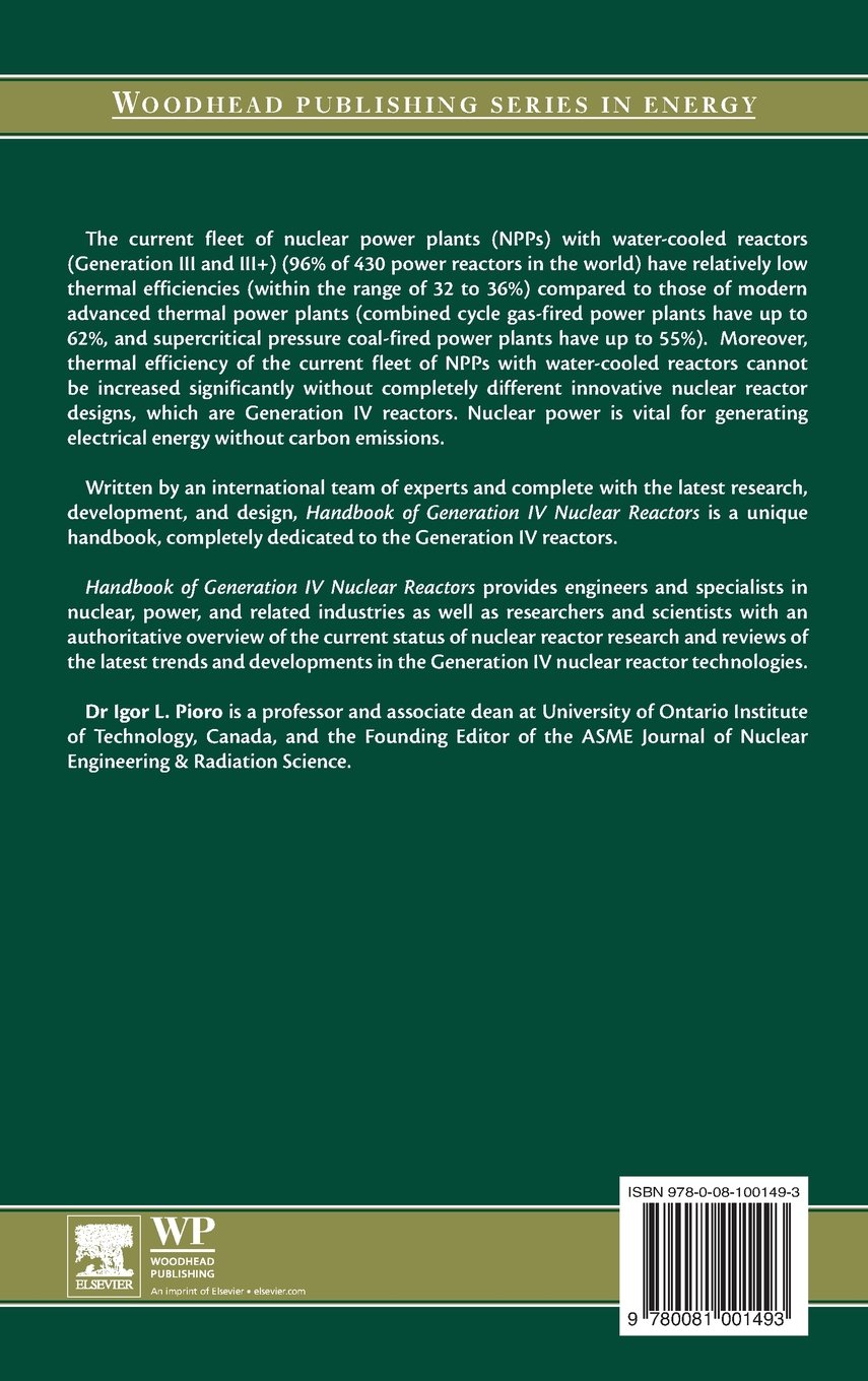Handbook of Generation IV Nuclear Reactors (Woodhead Publishing Series in Energy, Band 103)