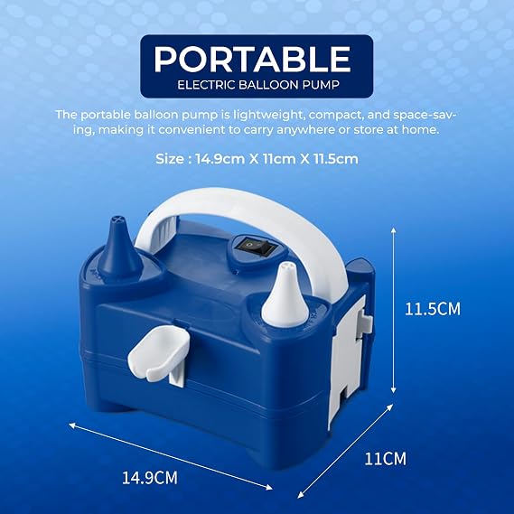 Electric Balloon Pump with Dual Nozzle, Portable Balloon Inflator 220v-240v 600w, Electric Air Pump for Birthdays, Parties, Wedding and Event Decorations