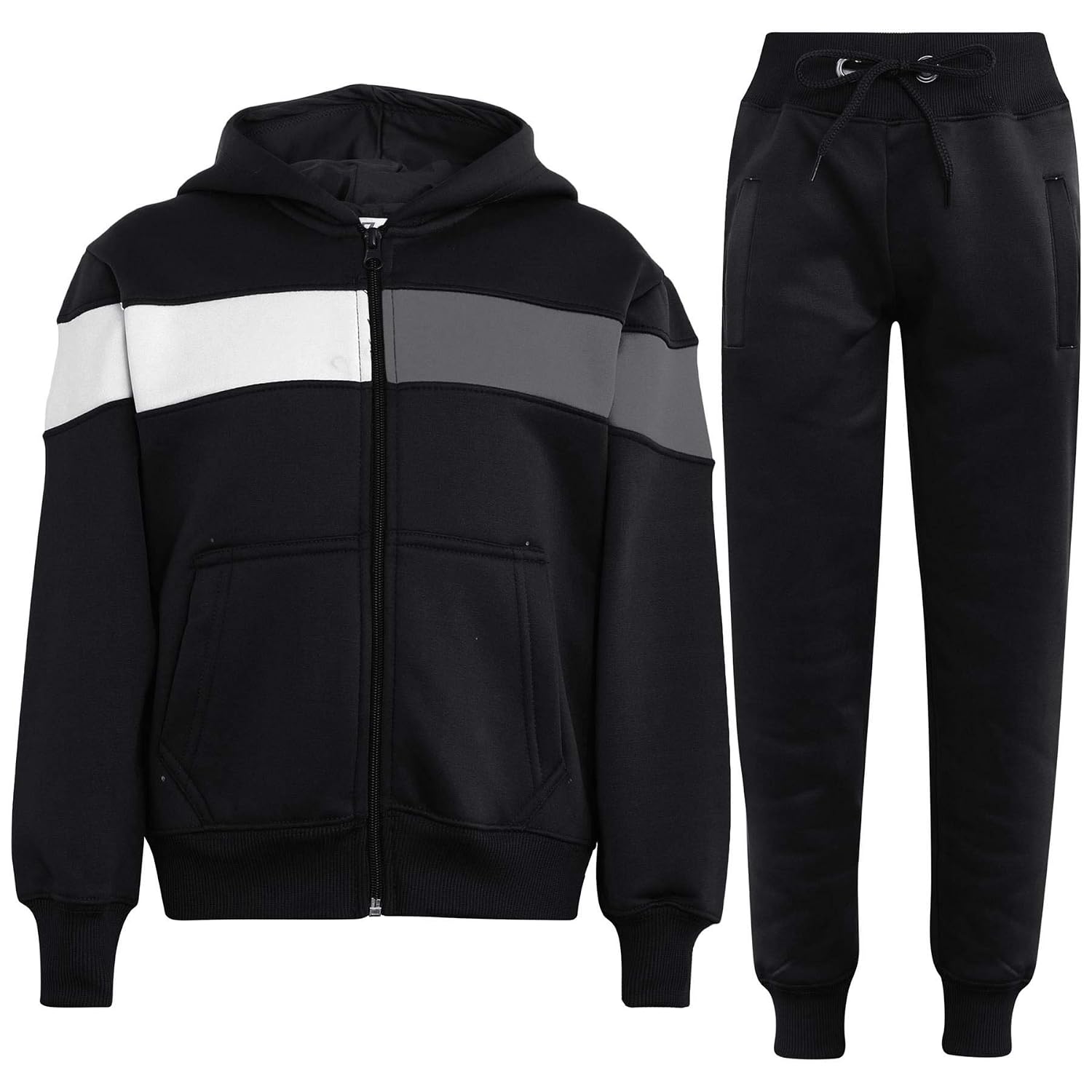 A2Z 4 Kids Girls Boys Unisex Tracksuit Designer's Contrast Panelled Fleece - T.SPlain 106 Black 7-8 - Review, Price and Buying Guide