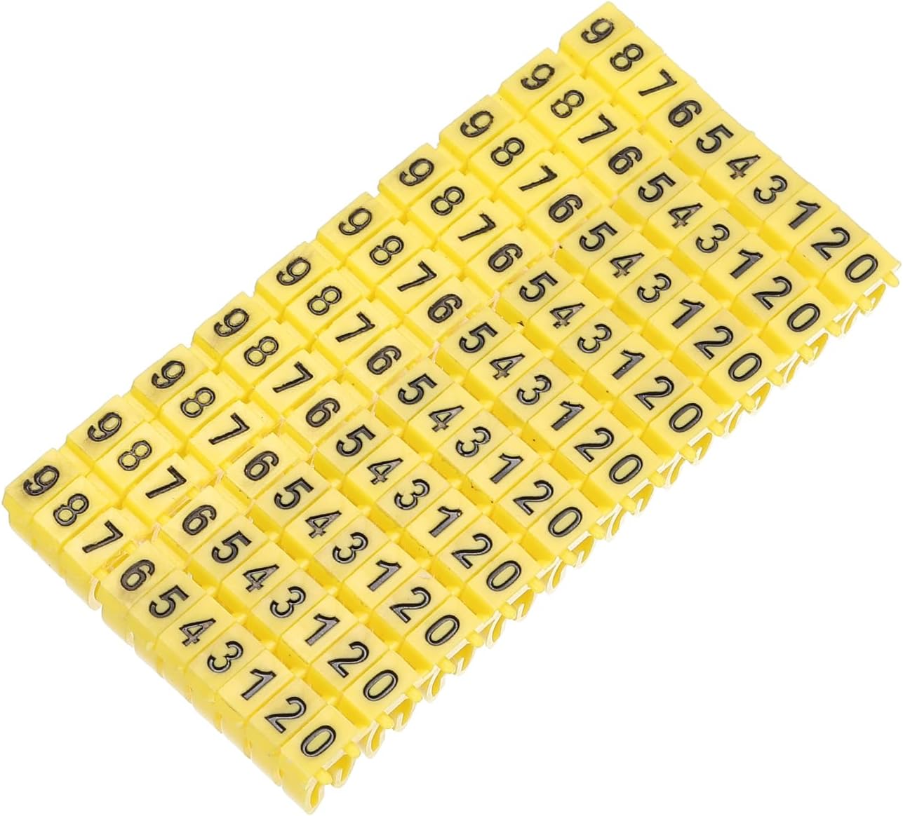 MECCANIXITY 100Pcs Wire Label, 0-9 Digital Cable Labels Tags M-1 Type Cable Numbers Markers for Identification Troubleshooting Maintenance of Wires, Yellow