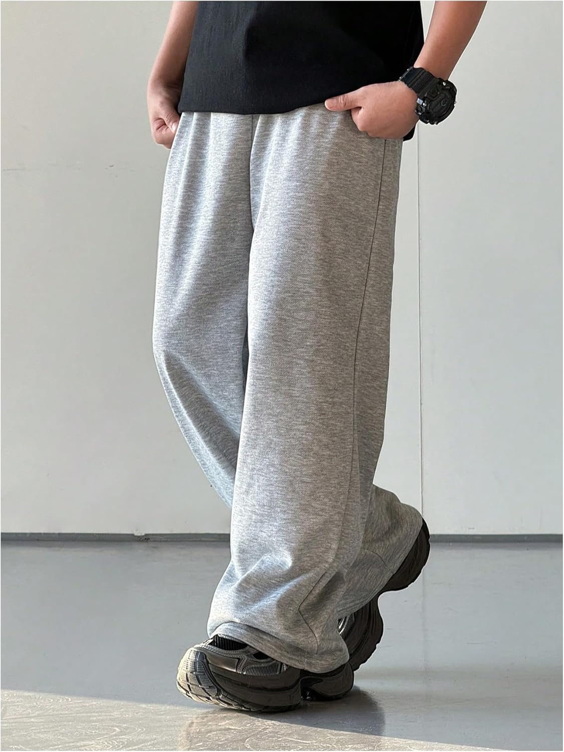 OYOANGLE Boy's Baggy Sweatpants Elastic Waist Open Bottom Straight Leg Workout Athletic Pants - Image 5