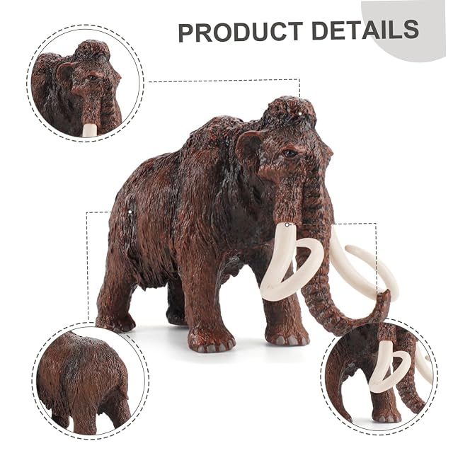 Foto 5 de 6 de NASSMOSSE Figura de mamut Realista de 8x5 Pulgadas, Elefante Antiguo de PVC, Decorativo Educativo