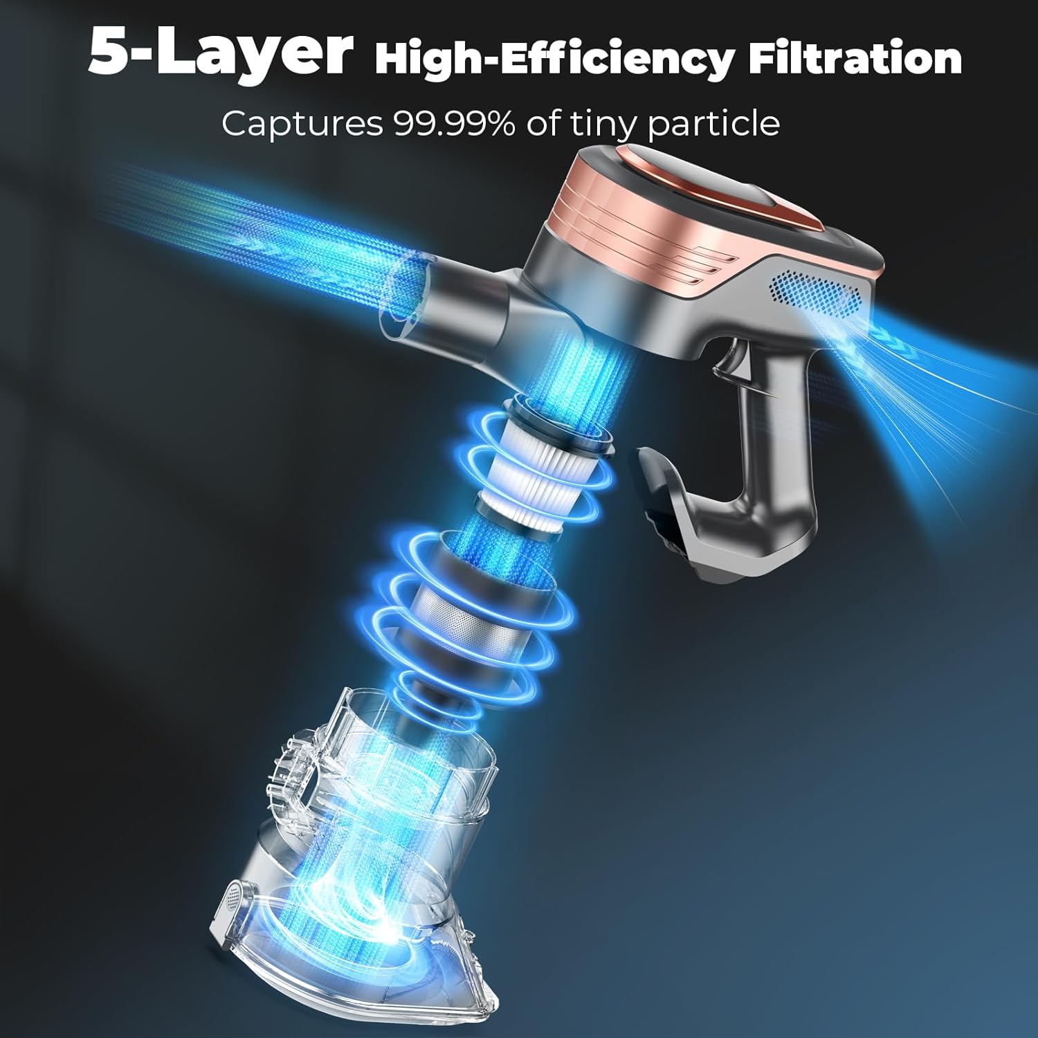 N16 Cordless Vacuum Cleaner, Lightweight Vacuum Cleaners for Home with Powerful Suction, 2600mAh Battery with 45 Mins Runtime, Rechargeable Stick Vacuum Cordless for Hardwood Floor Carpet Pet Hair
