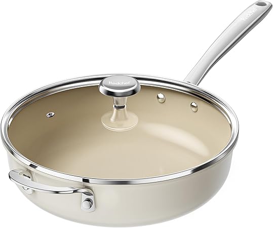 Redchef Ceramic Saute Pan with Lid, Nonstick Deep Frying Pan,
