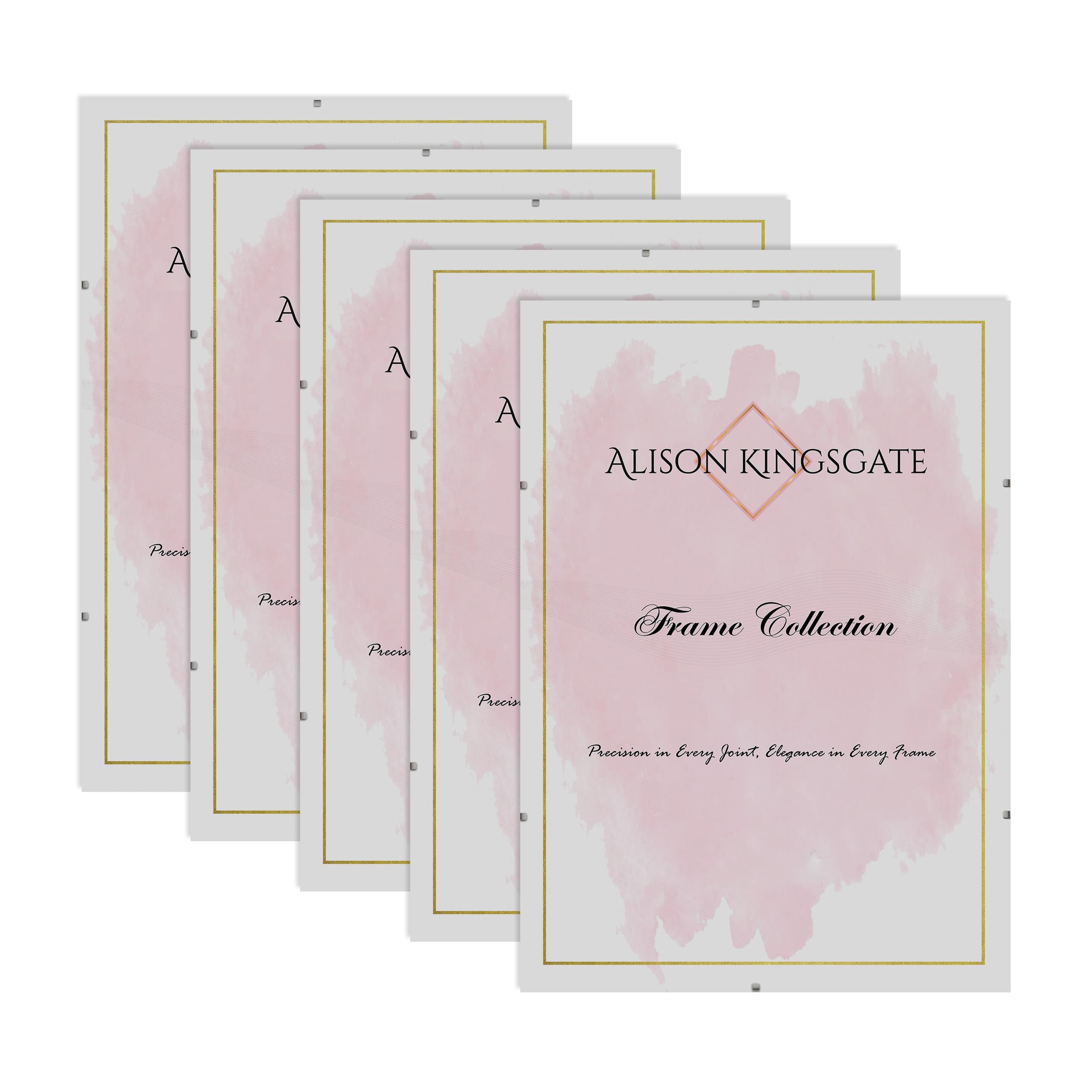Alison Kingsgate 20X8 Clip Frame (Pack of 5)- Frameless Picture Frame with Shatter-Resistant Perspex & Sturdy MDF Back- Borderless Clip Photo Frame for Posters, Certificates, Art & Wall Decor