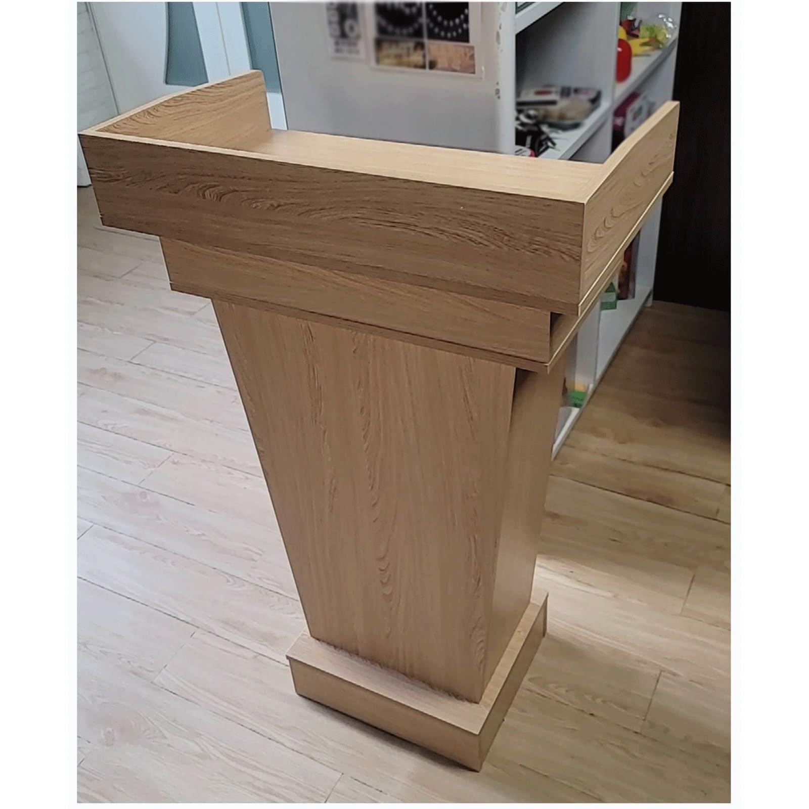 Pupitre en Bois, Support de Sol, pupitre d'église, Bureau avec tiroir de Rangement | Pupitre de présentation sur pied for hôtesse avec tiroir et rangement ouvert