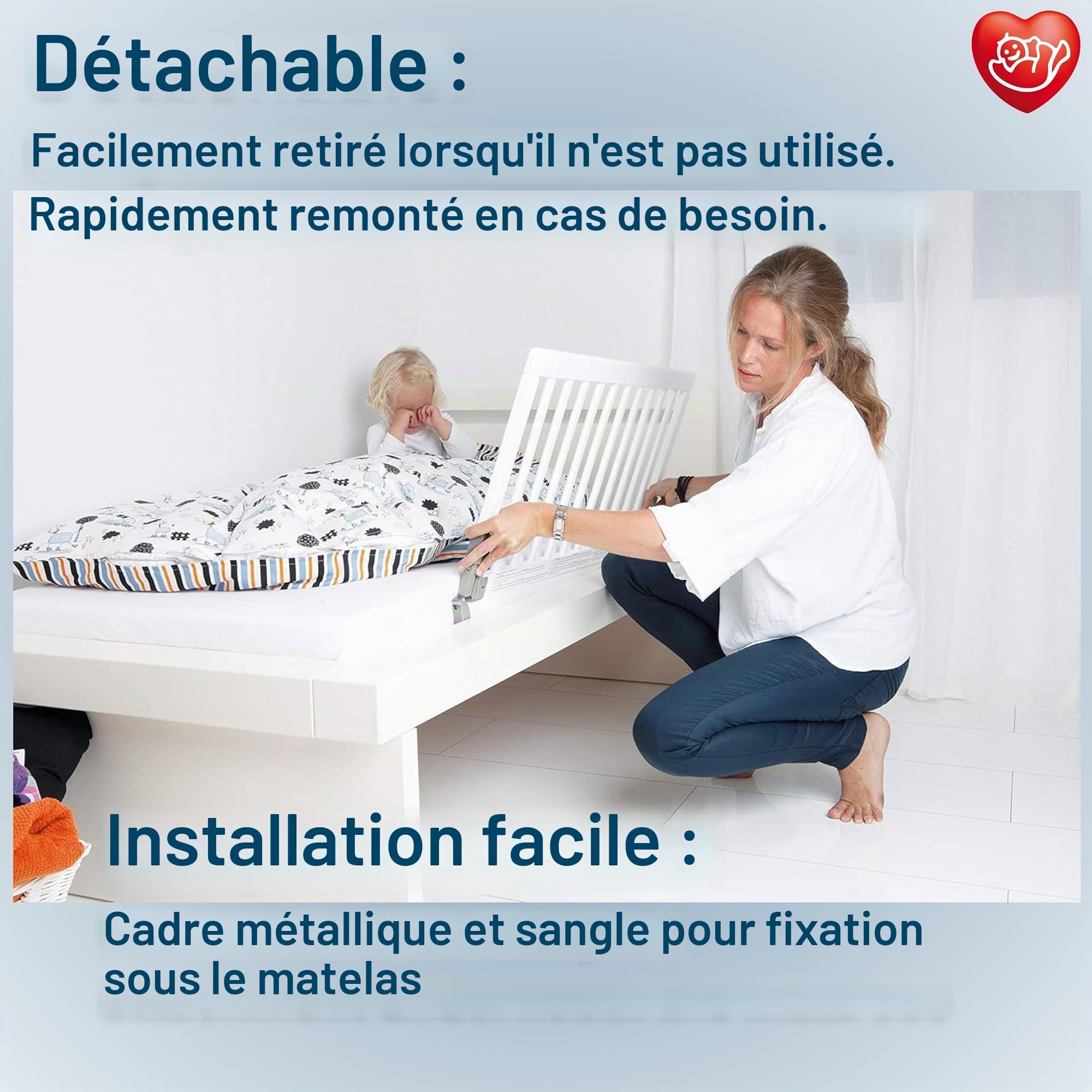 BabyDan Barrière de Lit en Bois - Blanc