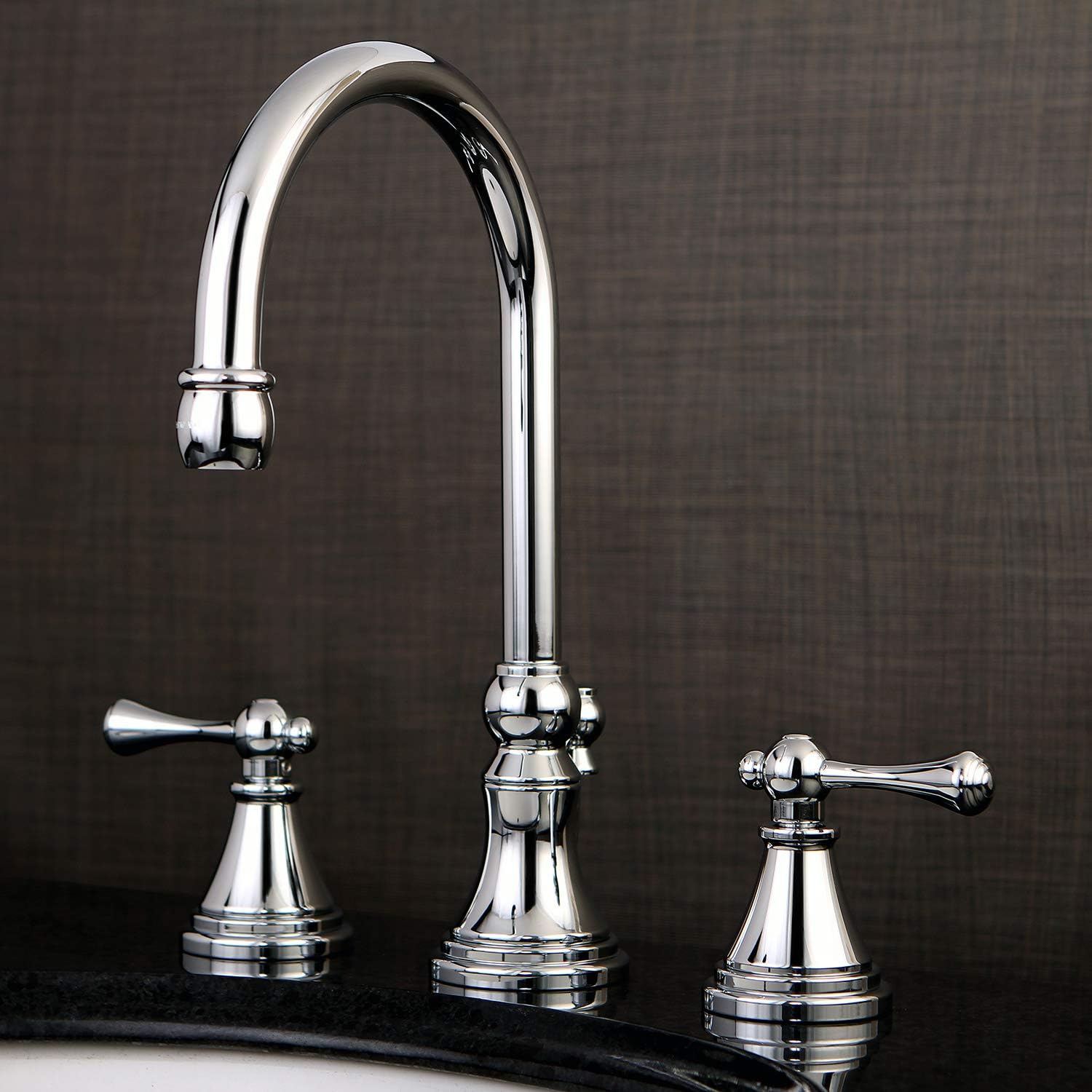 Kingston Brass KS2981BL Governor Widespread Lavatory Faucet with Brass Pop-Up and Metal Lever Handle, Polished Chrome