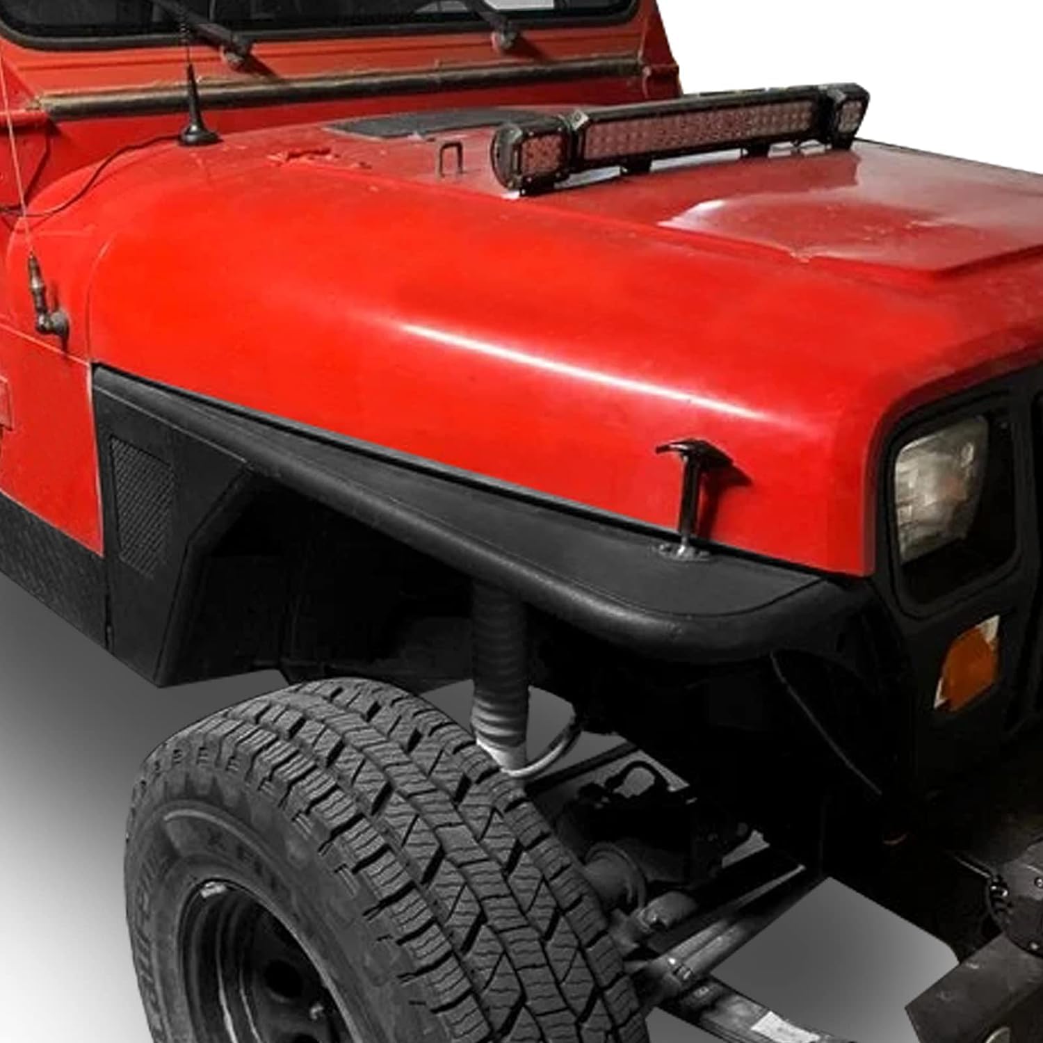 Hooke Road Wrangler YJ Fender Flares Tubular Steel Front & Rear Kit for Jeep Wrangler YJ 1987 1988 1989 1990 1991 1992 1993 1994 1995