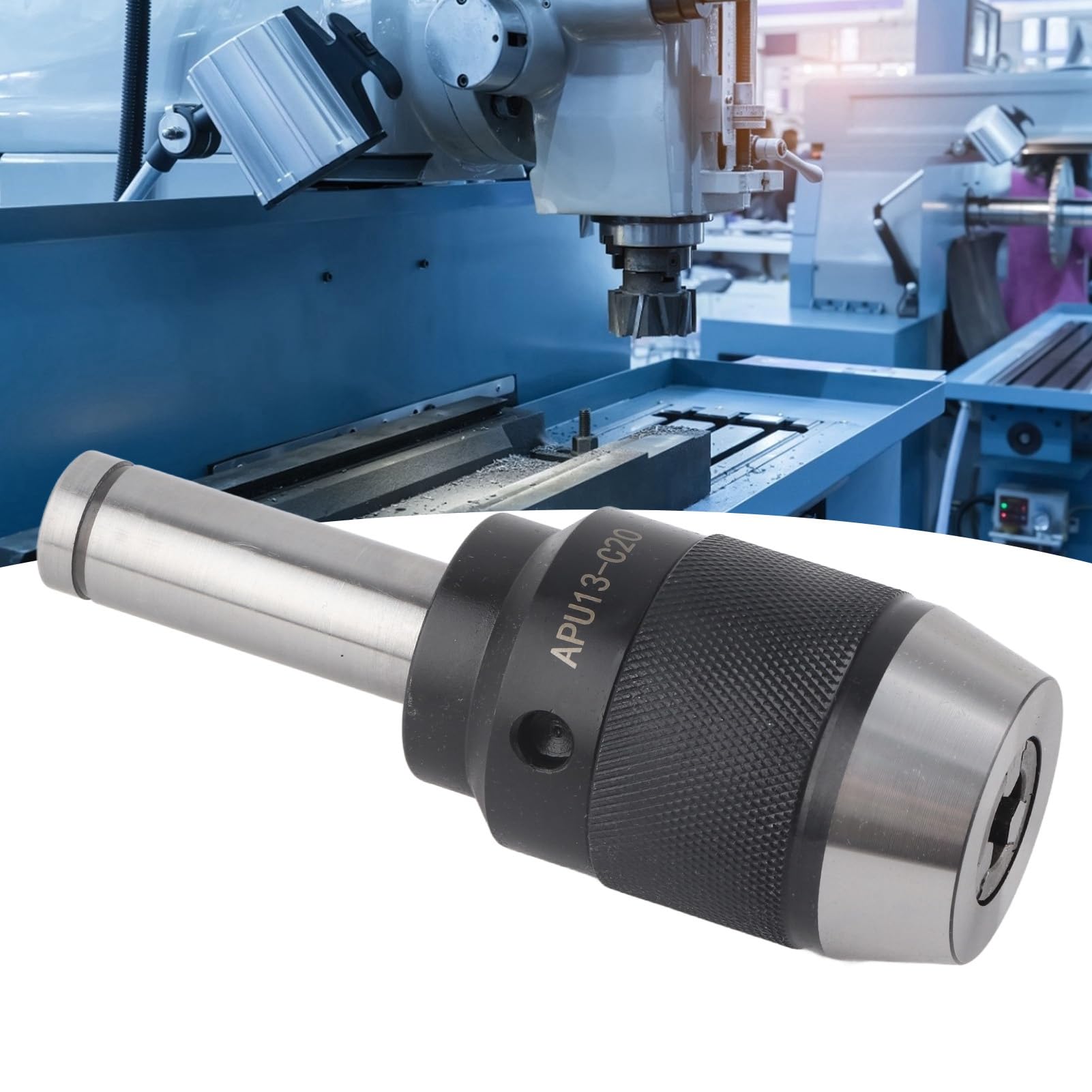 FTVOGUE APU13 C20 Zintegrowany Uchwyt Wiertarski ze Stali Wysokowęglowej Bezkluczowy Uchwyt Wiertarski 20 Mm Chwyt Prosty 13 Mm Regulacja Wydajności dla Użytkowników Tokarek, Frezarek i Wiertarek