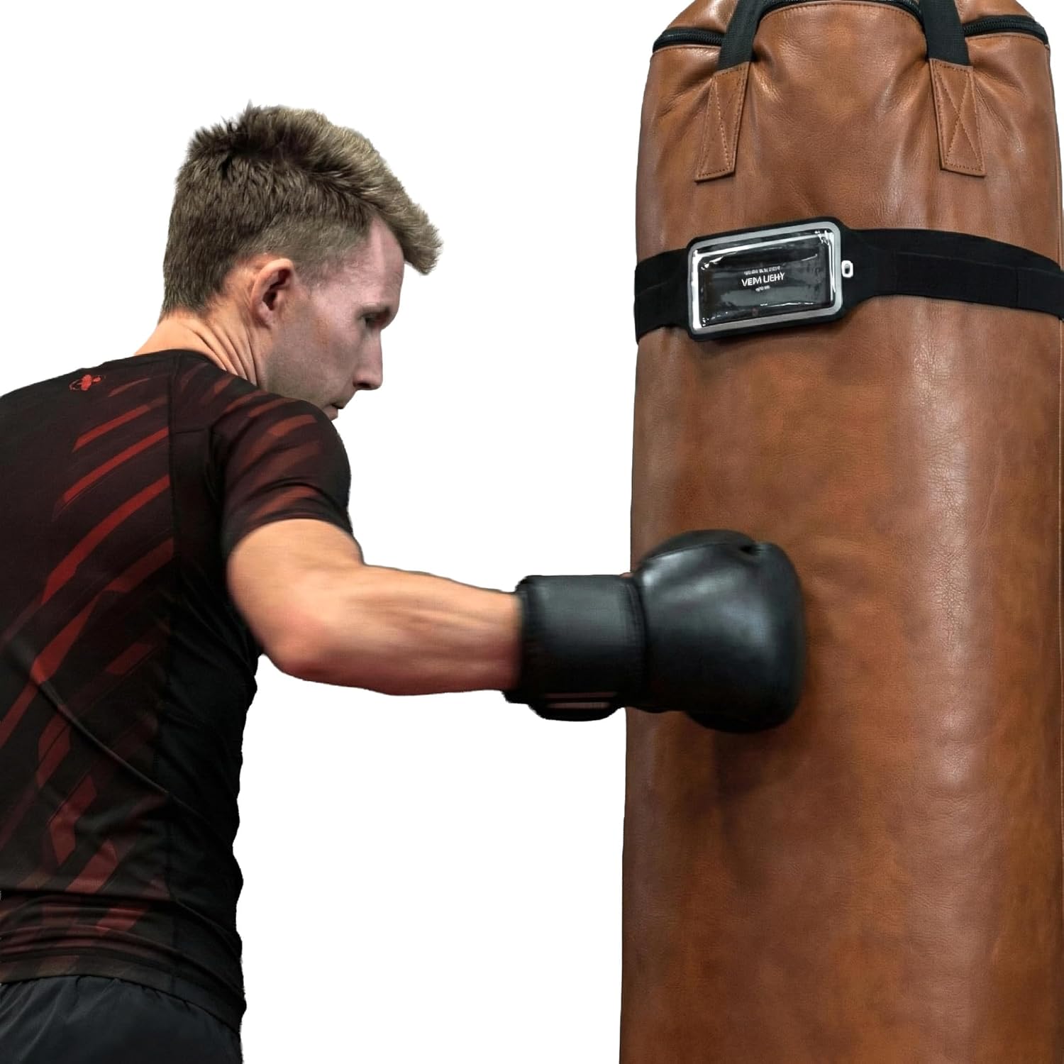 Boxing Phone Holder for Punching Bag – Heavy Bag Strap Mount with Punch Tracker, Fits All Hanging & Freestanding Bags, Works with PunchLab App (Free App Included)