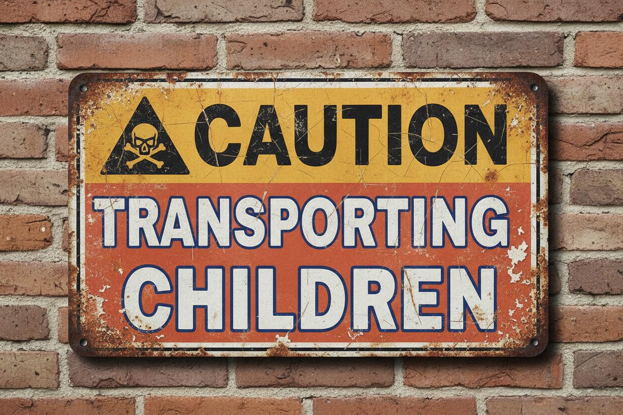Wall Decor Caution Transporting Children Decal 8x12Inch Vintage Signs Aluminum Plates Printed