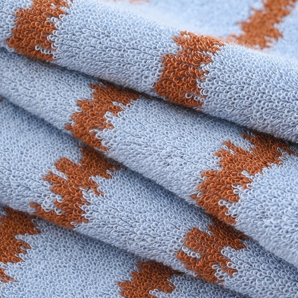 YiLUOMO Pale Blue Modern Wave Pattern Design Hand Towel Set of 2 Ultra Soft 100% Cotton Quick Dry Highly Absorbent Bathroom Hand Towels 13x 29 Inch - Image 9