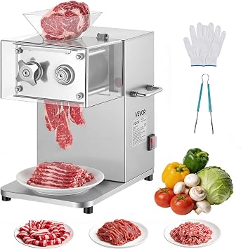 VEVOR Meat Cutting Machine, 850W Commercial Slicer, 5mm Heavy Duty Stainless Steel Blade Shredder for Boneless Meat Soft Vegetables, Electric Food Slicers for Kitchen Restaurant Supermarket
