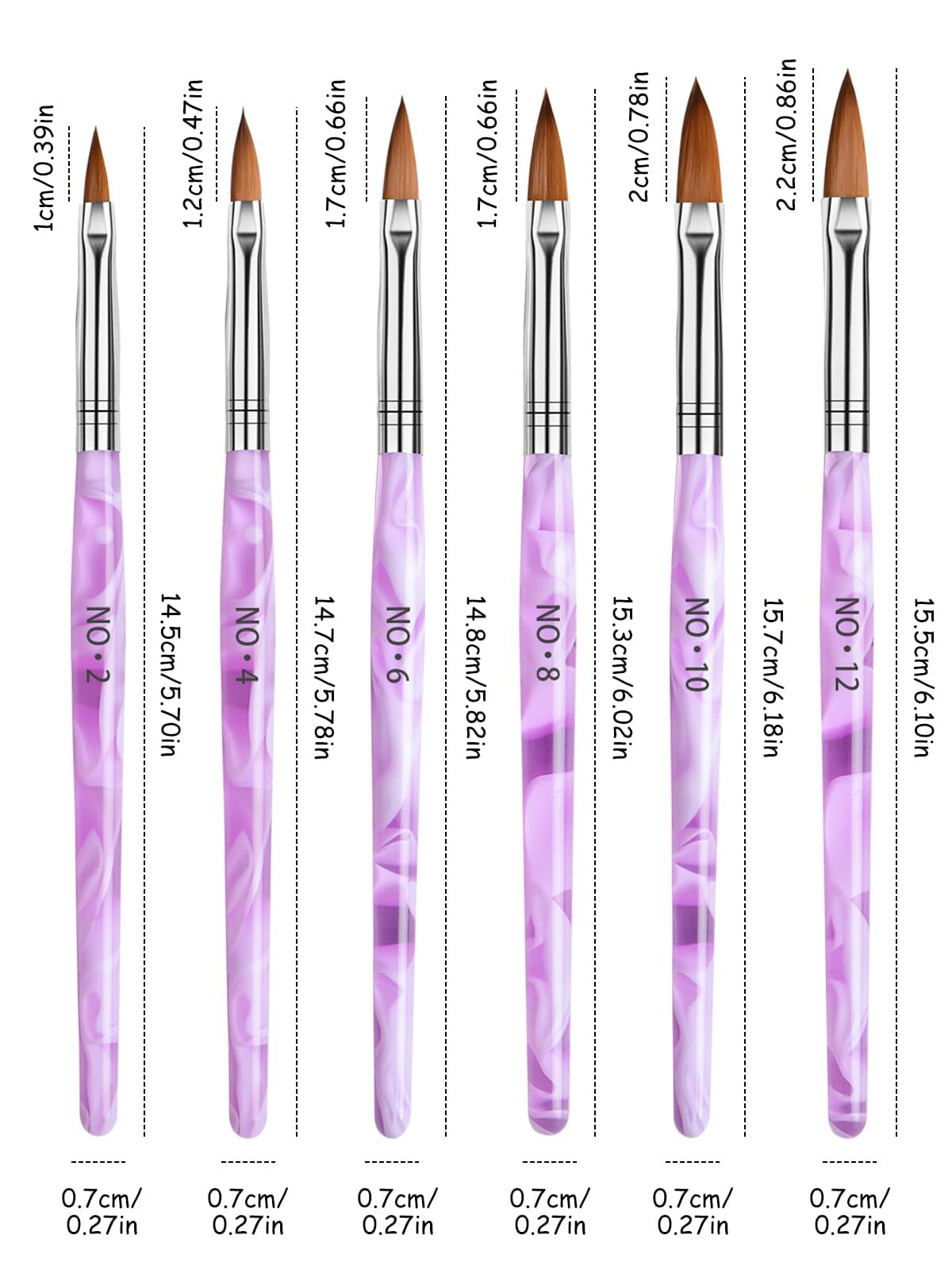 EBANKU 10PCS Acrylic Nail Brush & Dappen Dish Combo Set - 6 Professional Nail Brushes 4 Sealed Glass Crystal Dishes with Lids UV Gel Acrylic Powder Liquid Cup Holder for Salon Home Manicure Design - Image 3