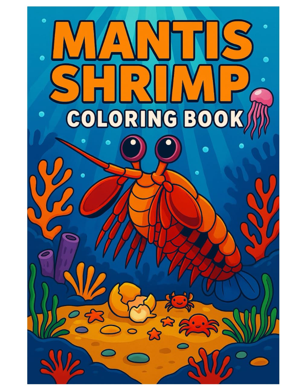 Mantis Shrimp Coloring Book: Fun and Fascinating Ocean Life Illustrations for Kids and Adults: 50 Unique Mantis Shrimp Coloring Pages with Coral Reefs, Sea Creatures, and Underwater Adventures