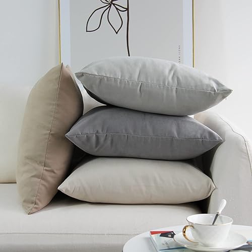 Miniatura 5 de JOJUSIS Juego de 4 fundas de almohada decorativas de estilo lujoso, fundas de almohada súper suaves para sofá y dormitorio (neutro, 16 x 16 pulgadas)