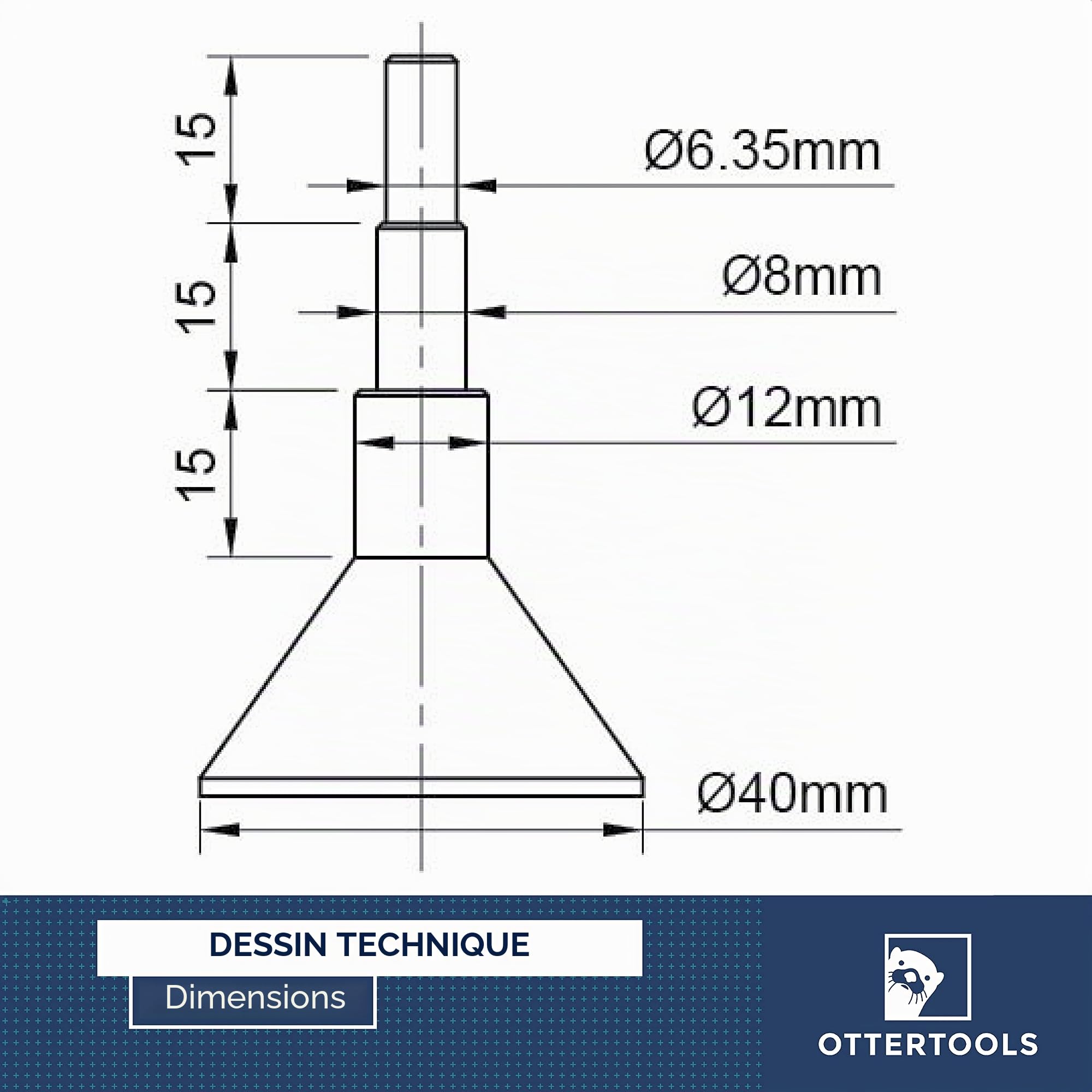 Mandrin de centrage en acier pour anneaux de copie sur les débroussailleuses 40 mm - ZH40