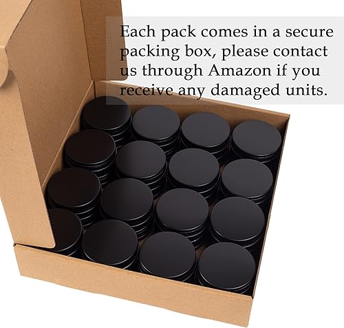 Miniatura 8 de Tarro de aluminio con tapa de rosca de 0.5 onzas con tapa de rosca y etiquetas en blanco (negro, paquete de 270)