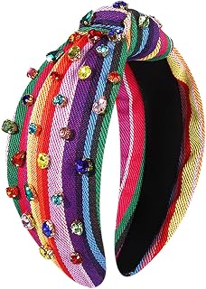 HEIDKRUEGER Knot Headband Mexican embroidered Fiesta Headband Colorful Rhinestone Hairband Mexican Party Hair Accessories