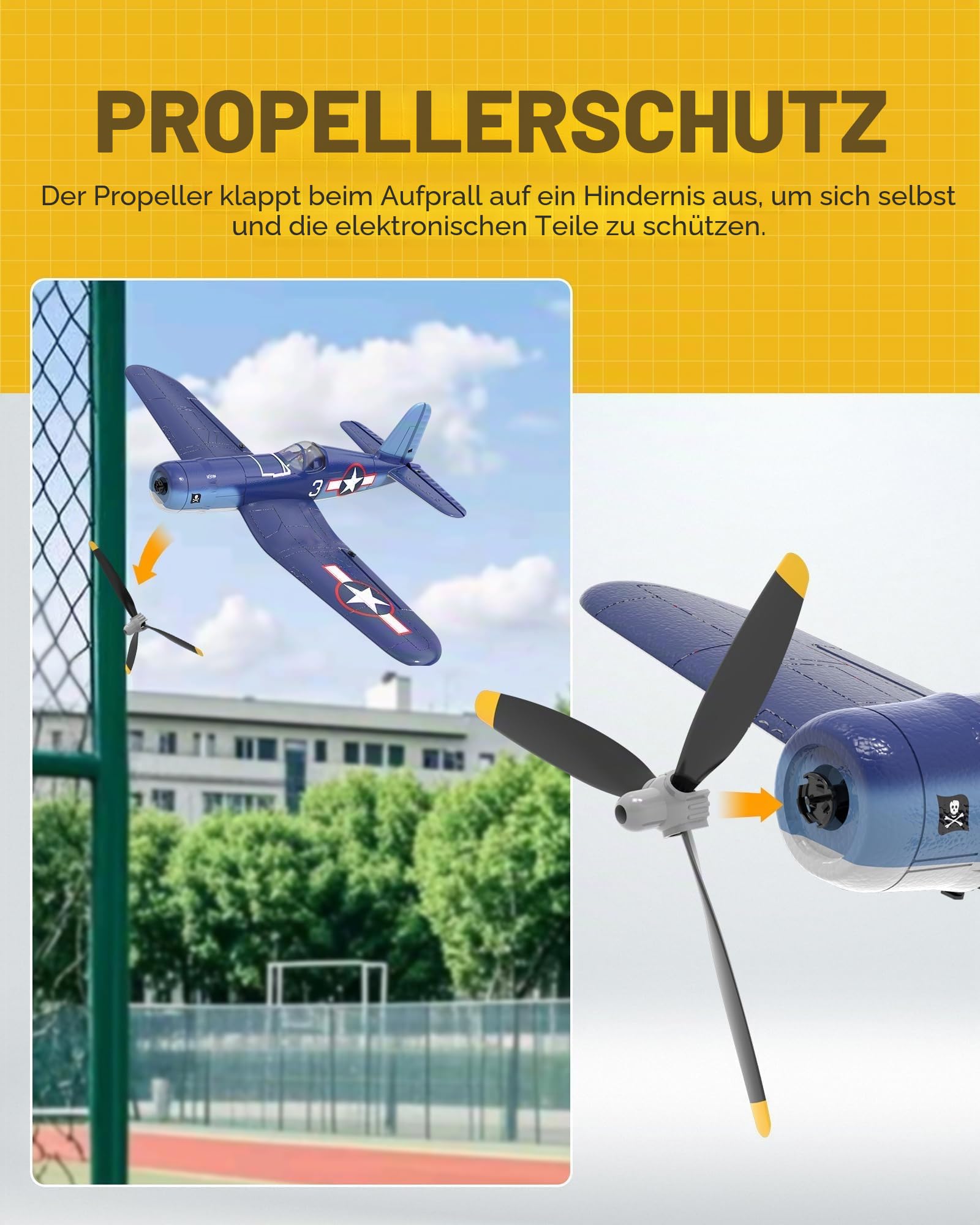 volantexrc RC Flugzeug für Anfänger, 4CH F4U RTF mit 2 Akkus und Xpilot Stabilisierung, Single Key Stunts, 2.4Ghz WWII RC Flugzeug für Erwachsene (76108)