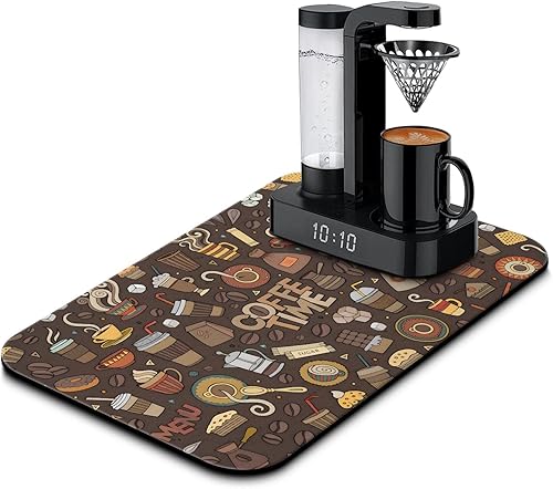 Accesorios de alfombrilla de barra de café para encimera, súper absorbentes, antideslizantes, de silicona, para secado de platos, para encimera de Accesorios de alfombrilla de barra de café para encimera, súper absorbentes, antideslizantes, de silicona, para secado de platos, para encimera de