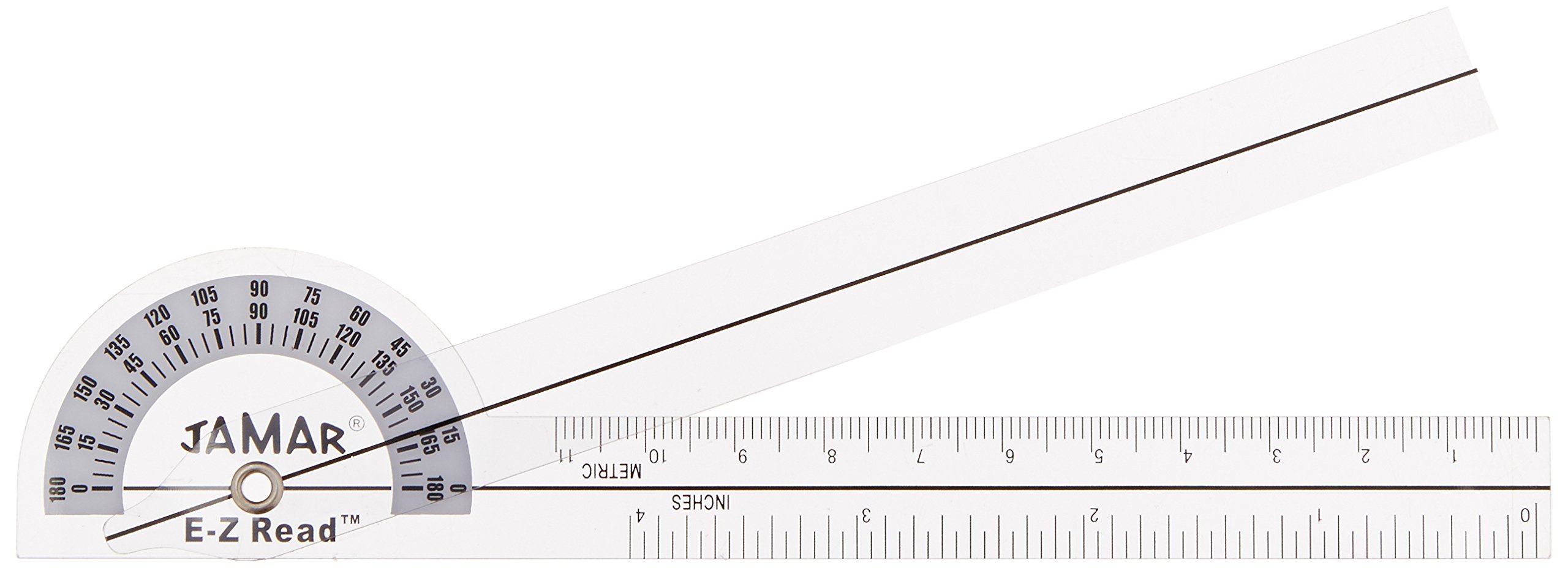 Jamar EZ Read 6.75" (17cm) Goniometer, Easy to Read Manual Hand and Finger Range of Motion Tool for Angle Measuring, Transparent Protractor for Accurate Measuring, Inch & Centimeter Linear Measurement