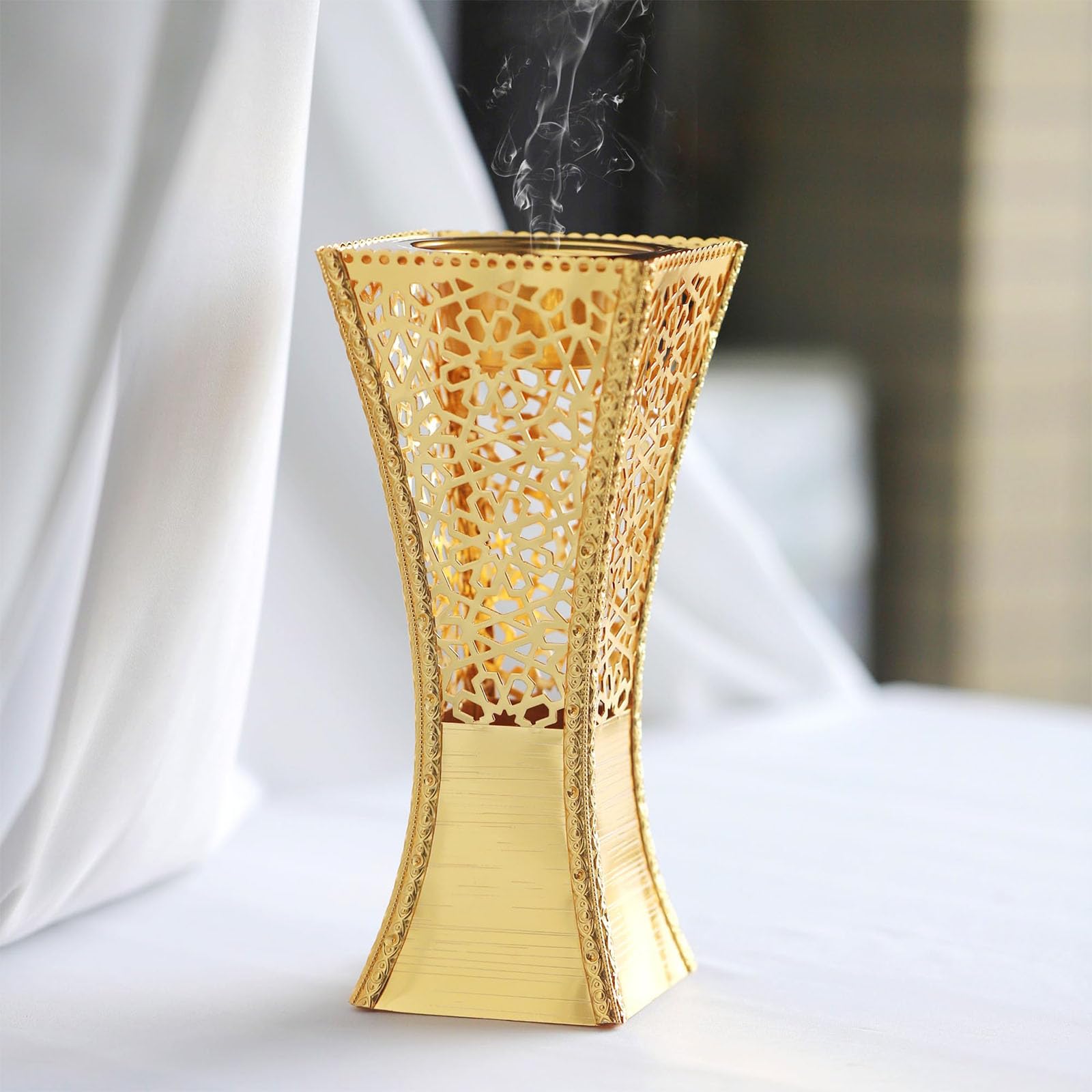 Elegante Porta incenso in Metallo Cavo for aromaterapia, Ornamento mediorientale