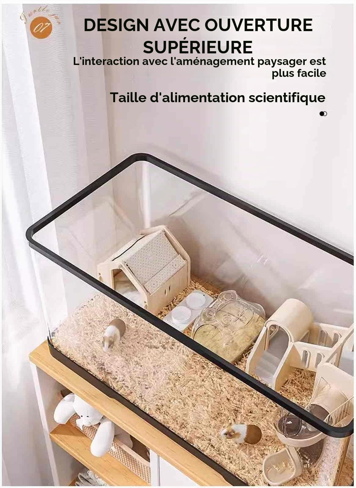 Cage Hamster Russe Plastique, Maison pour Hamster Confortable, Cage pour Hamster Panoramique à 360°, Matériau As, Conception D'aération, Cadre Intégré
