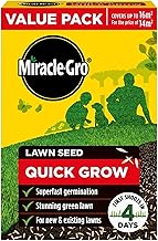 Miracle-Gro Quick Grow Lawn Seed 16m2 ryegrass fescues Fast Grass Seed 480g - Super Fast Germinating Lawn Seed - Rich Green Lawn - for existing and New lawns.