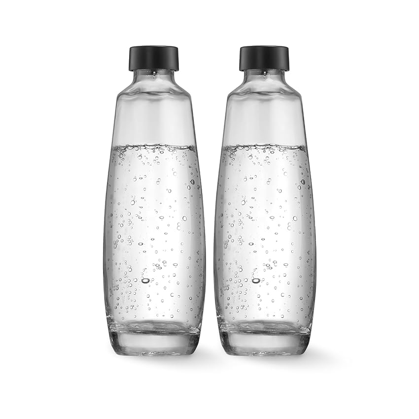 sodastream Set 2 bottiglie in vetro da usare SOLO per gasatore DUO, capacità 1 Litro