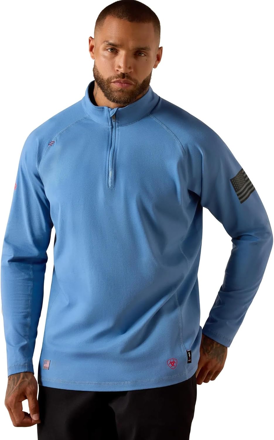ARIAT Mens Fr Combat Stretch Patriot 1/4 Zip Long Sleeve Work Shirt