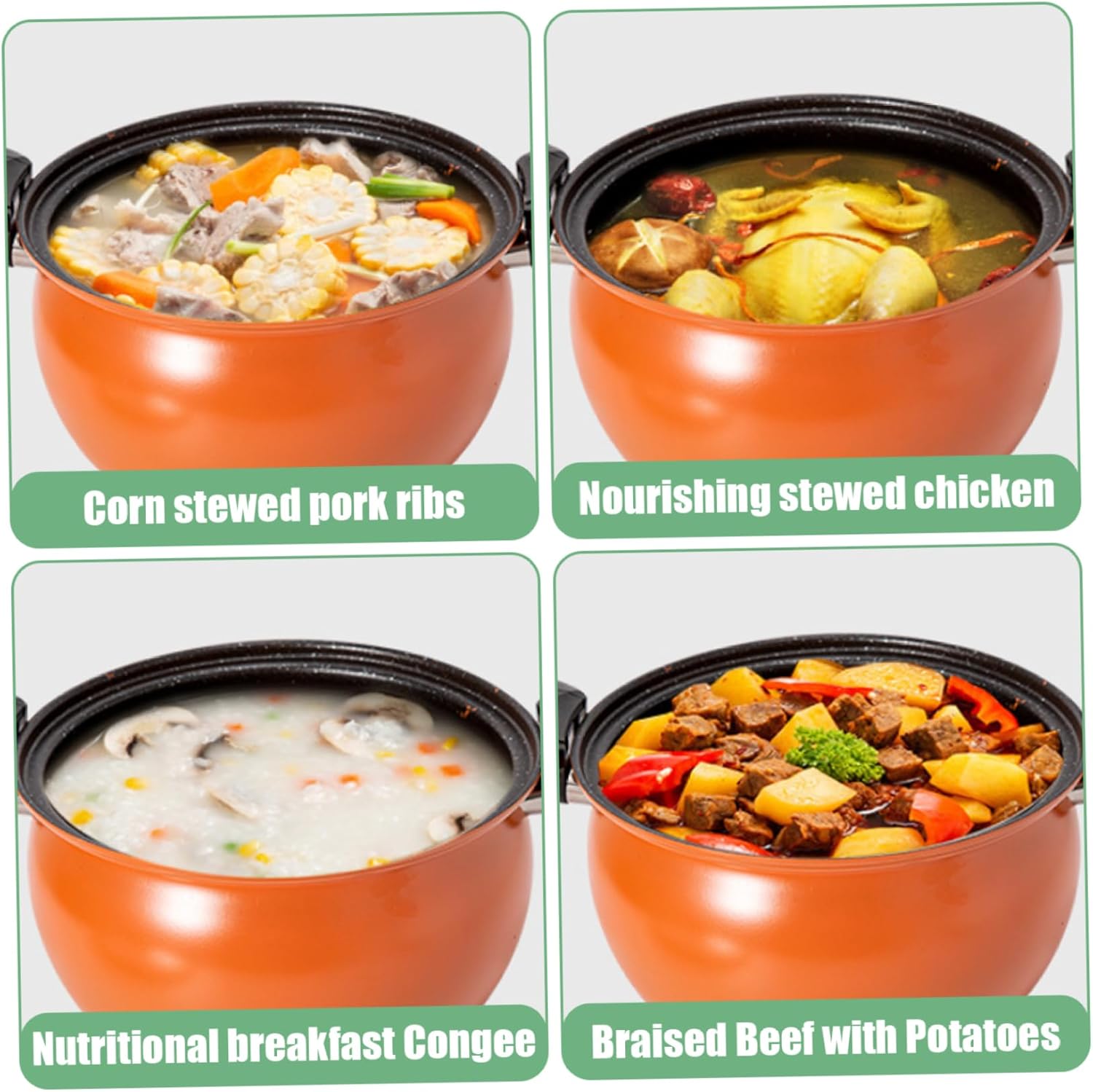 Pressure Pot, Mini Pressure Cooker, 8L Fast Heating Pot with Lock Handles, Non-stick Stockpot with See-Through Lid for Gas, Induction, Electric Stoves, Green, Pumpkin