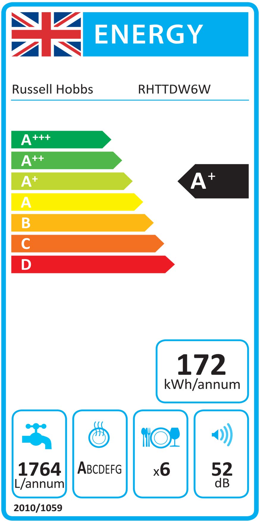 Cookology CTTD6 Compact Mini Portable Counter Top, Tabletop Dishwasher Small, 6 place settings
