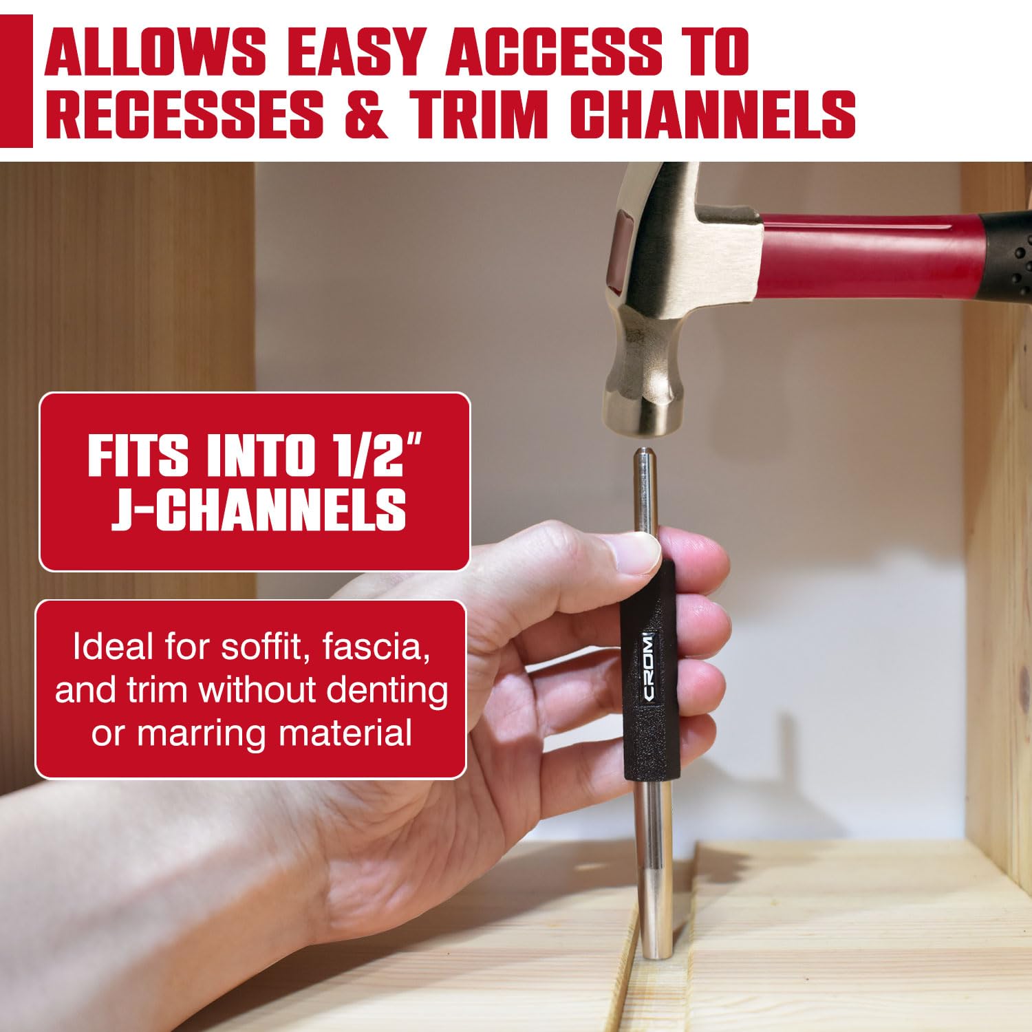CROM Trim Nail Punch - Help Drive Trim Nails While Protecting Fingers from Hammer with Pocket Size Trim Nail Driver (Small)