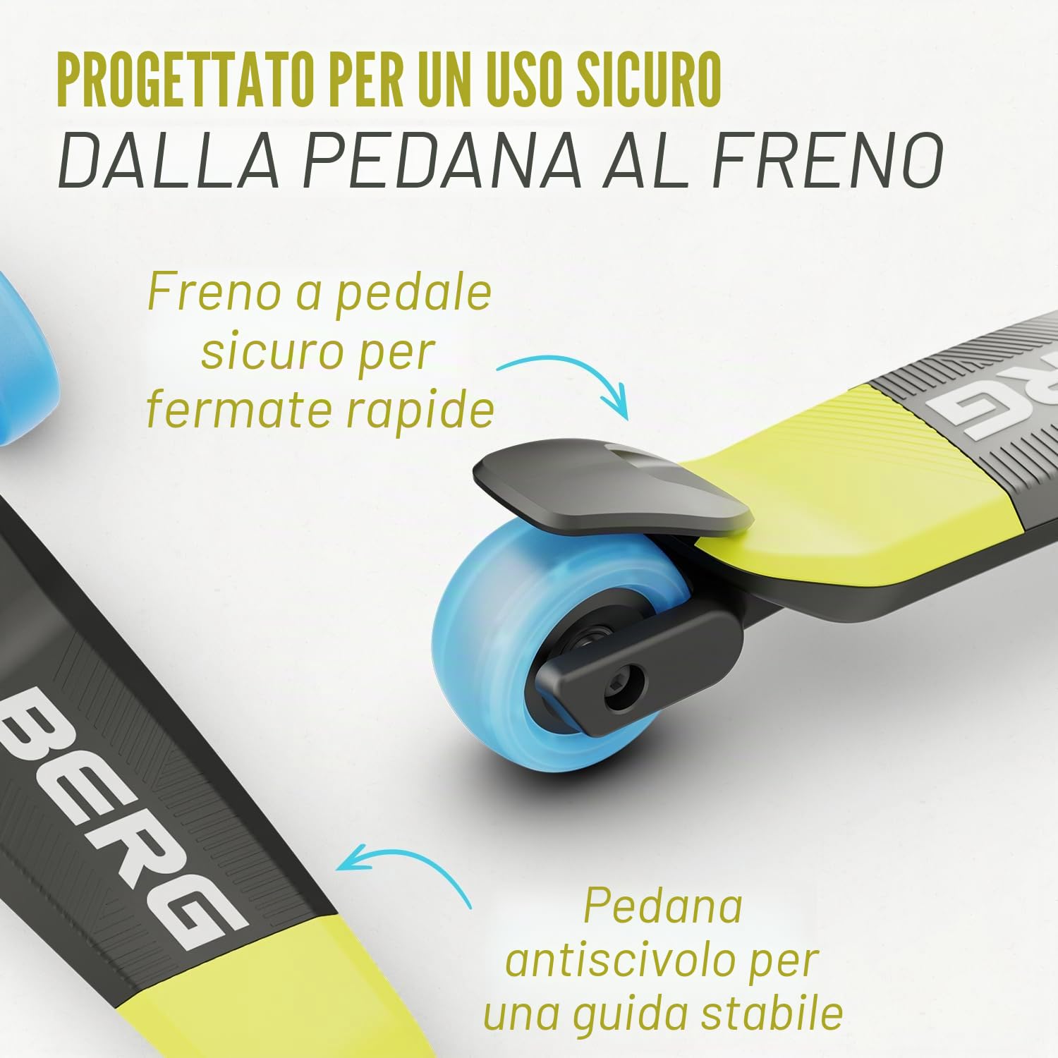 BERG Nexo - Monopattino pieghevole, colore: Lime