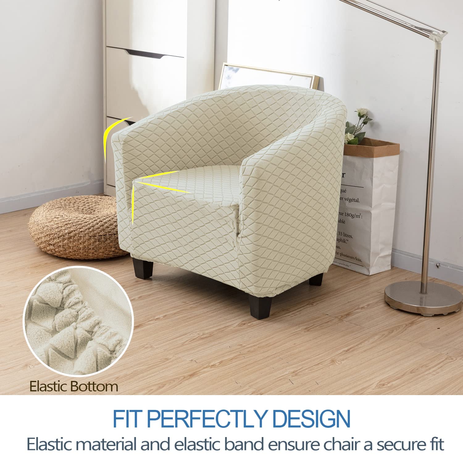 Housse Extensible En Velours Pour Fauteuil Club 1 Place - Protection Et Déco, Amovible, Lavable